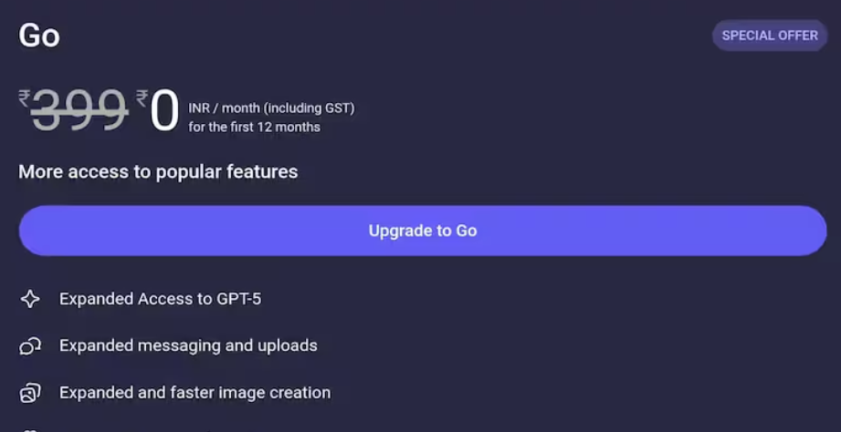 chatgpt go subscription premium dashboard gpt 5.2